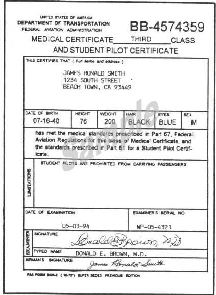 Pilot Medical Certificate