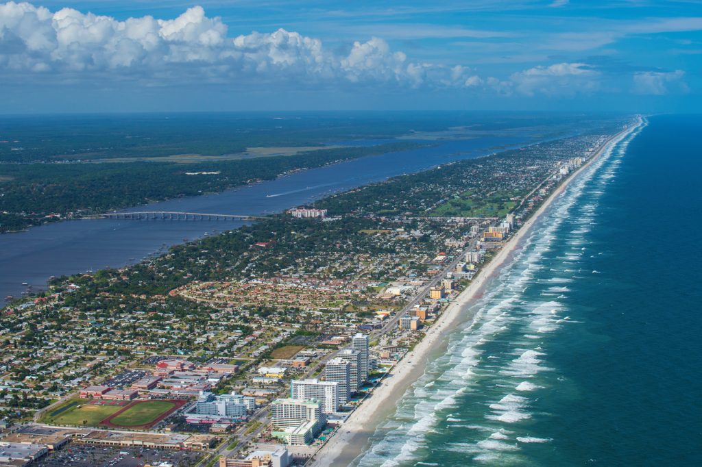 Daytona Beach coastline scenic, arial shot
