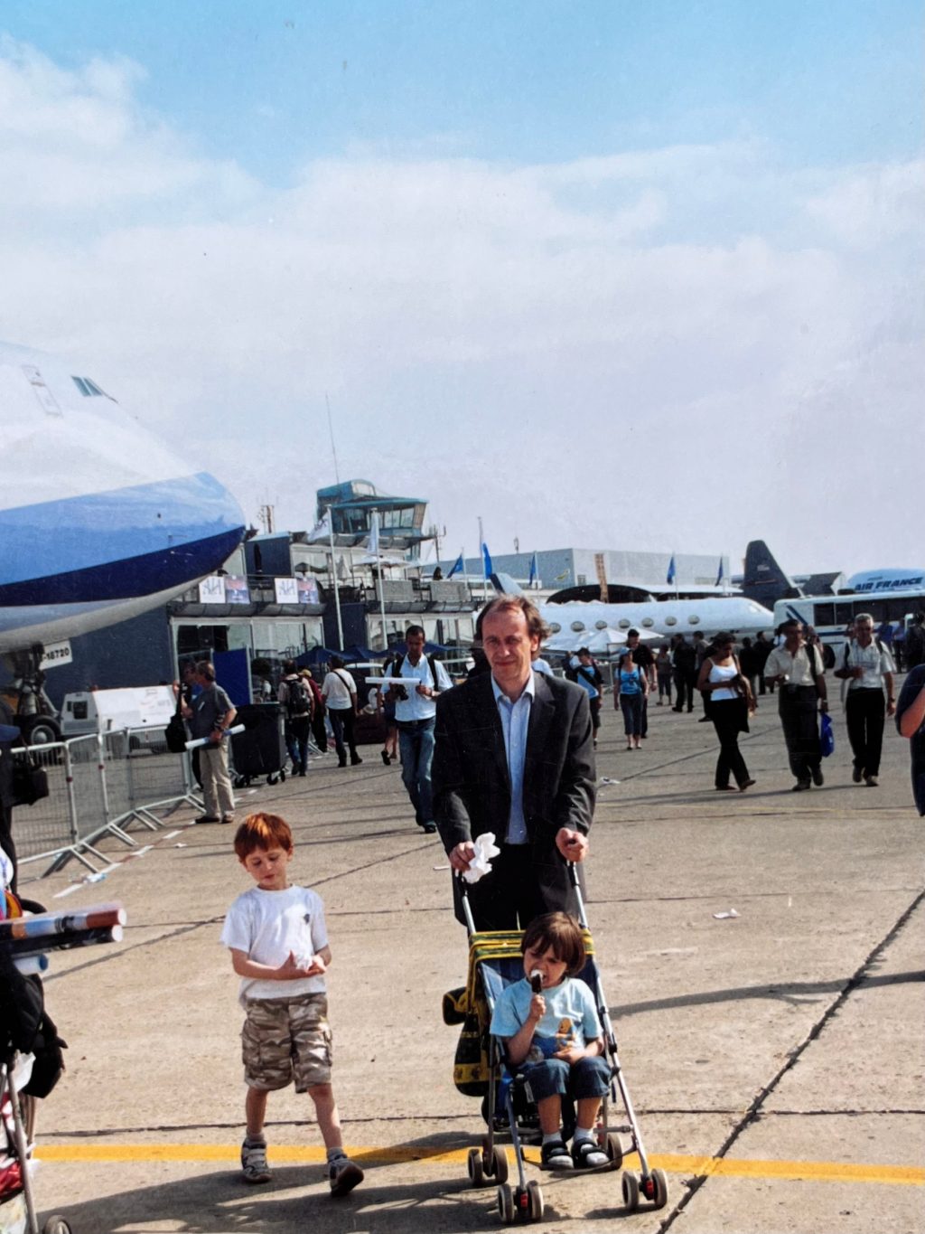 Young Adrien with father at Paris Airshow