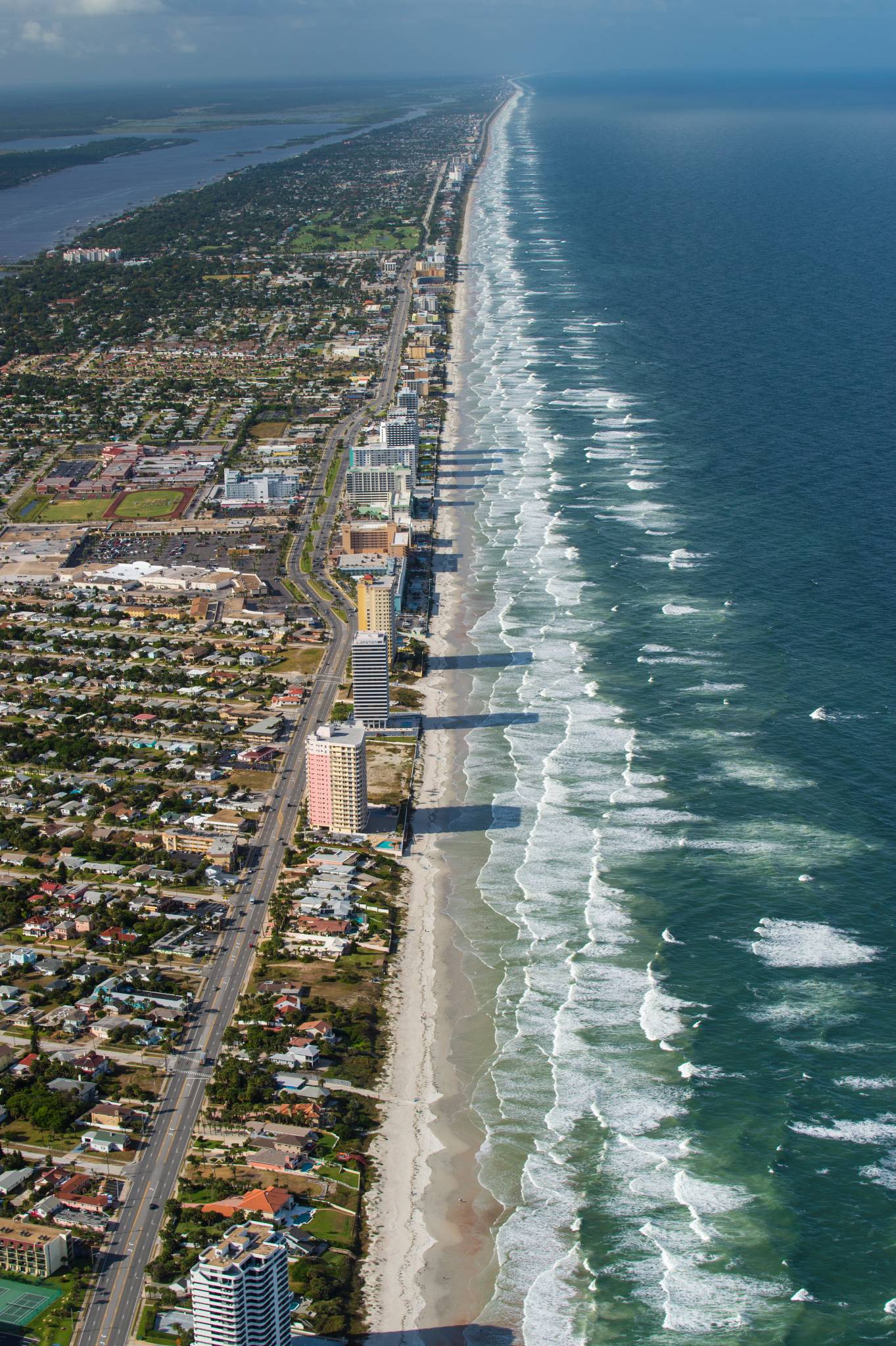 aerial shot of Daytona Beach shoreline