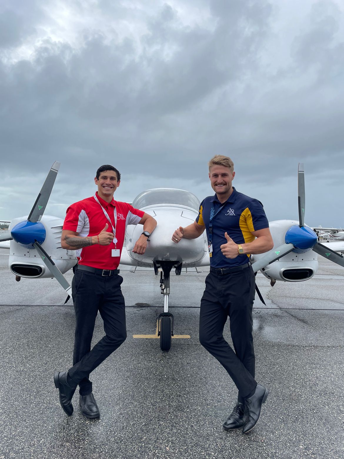 Brenton Scott Martin and Andrew Herbert in front of Diamond DA42