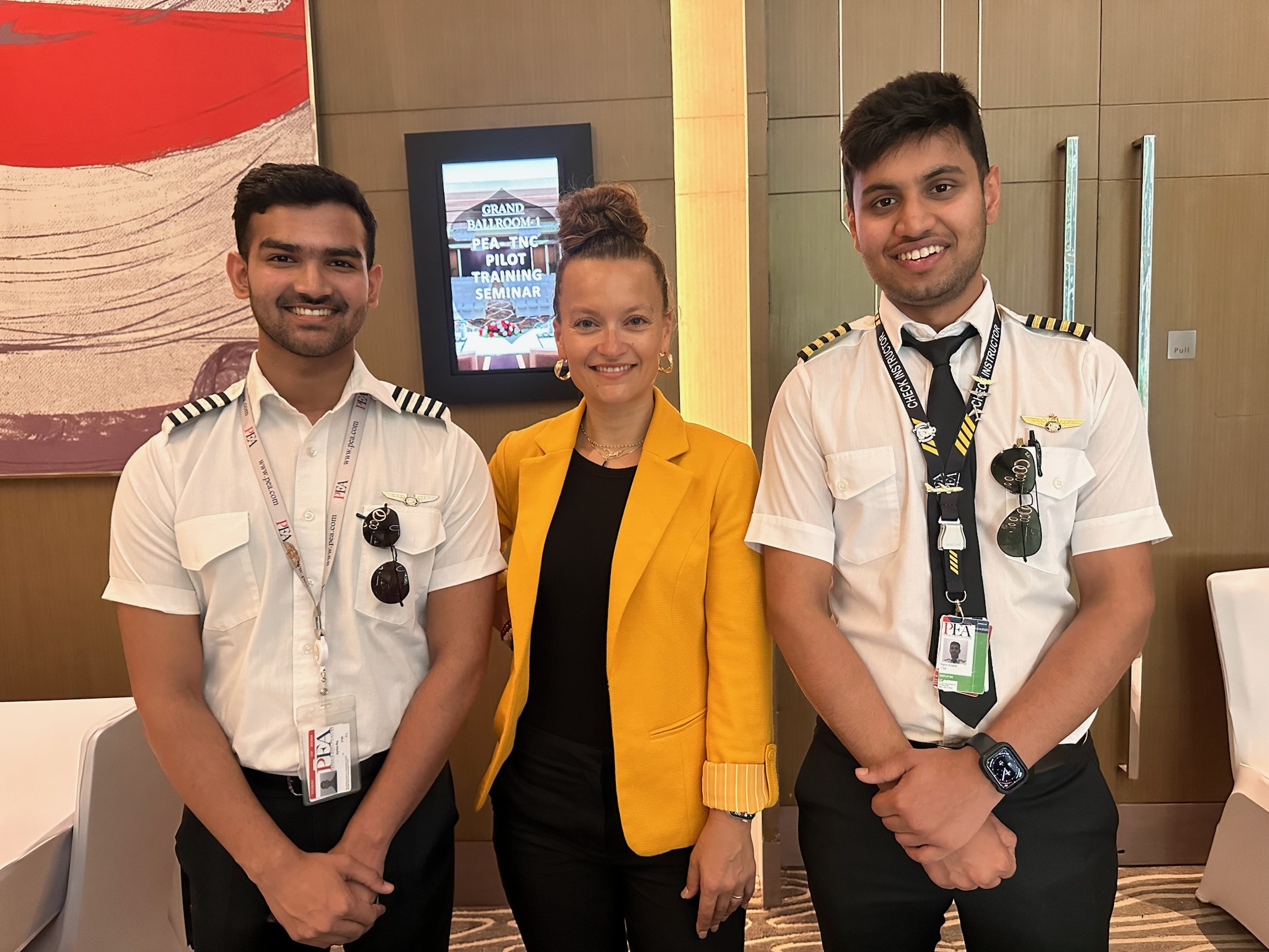 Ashish Raj(L), Amelie Coleman (M), and Tegvir Anand (R) photo before TNC Seminars in India in Grand Ballroom