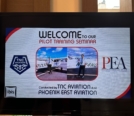 close up shot of welcome sign for TNC and PEA India seminars in April 2023